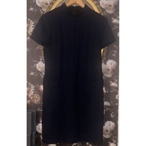 Calvin Klein Navy Blue Knit Sheath Dress Knee Length Cargo Pockets Classic Sz 12